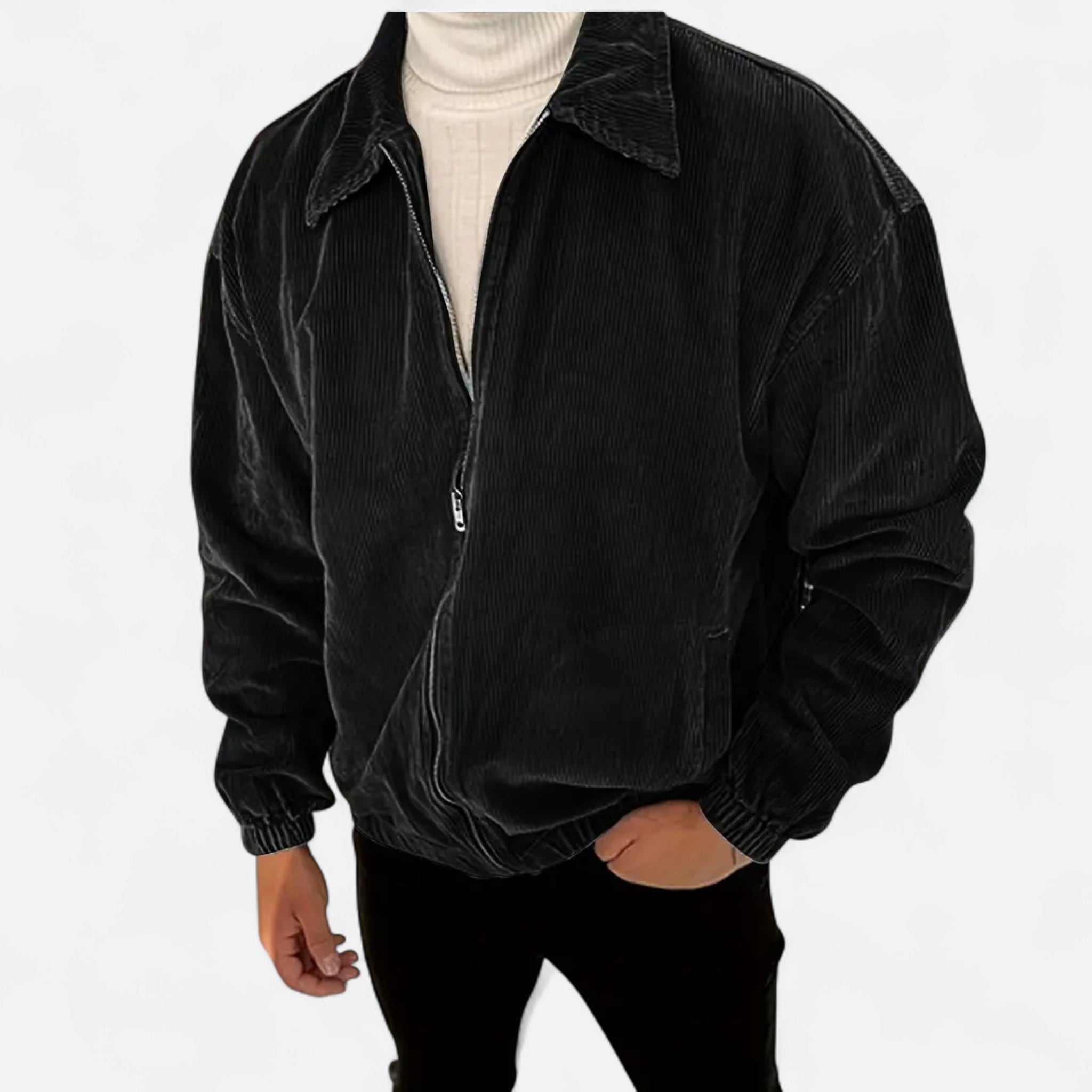 Valenta Mode | Męska Prążkowana Kurtka o Luźnym Kroju – Nowoczesny Komfort i Styl