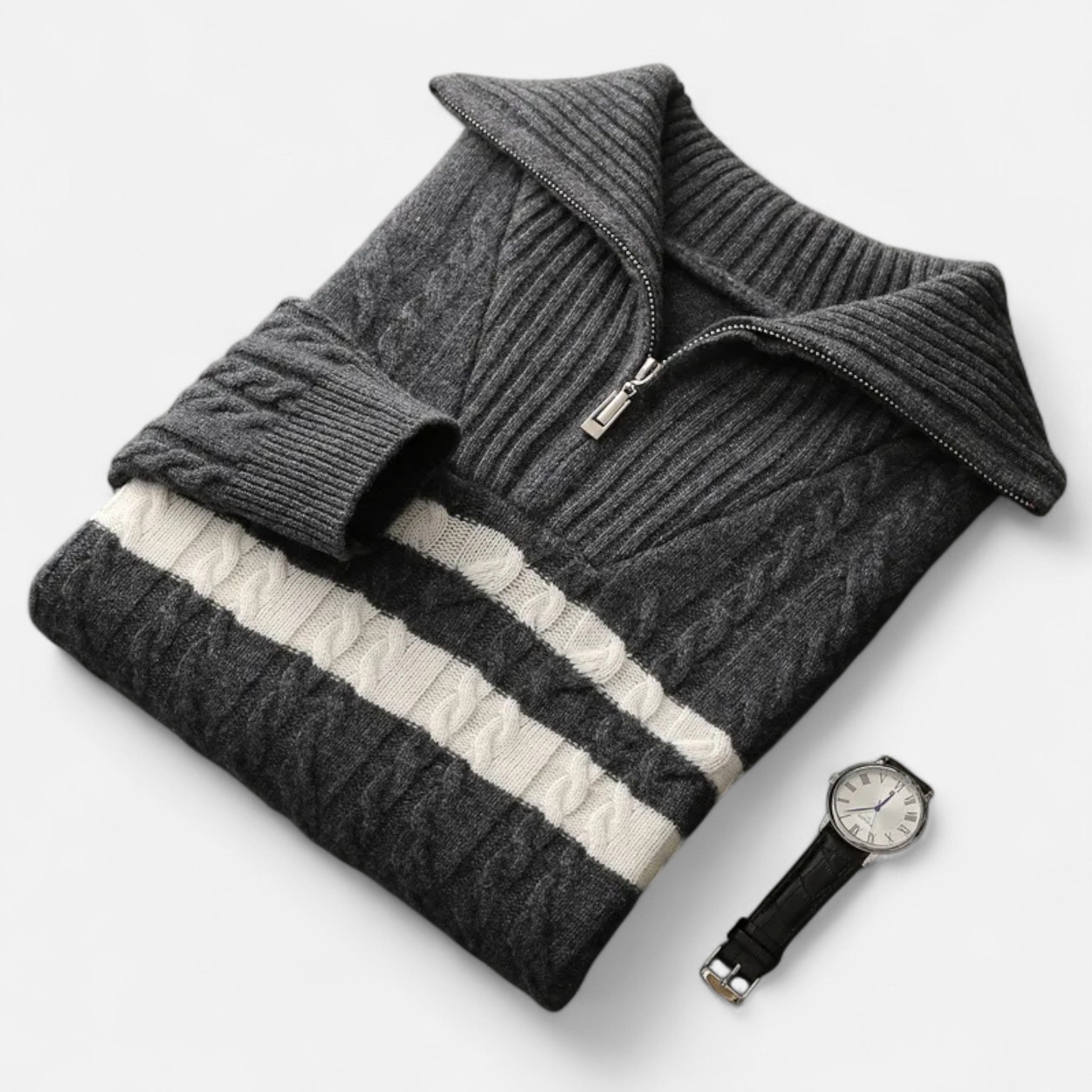 Valenta Mode | Męski Sweter z Wysokim Kołnierzem na Zamek