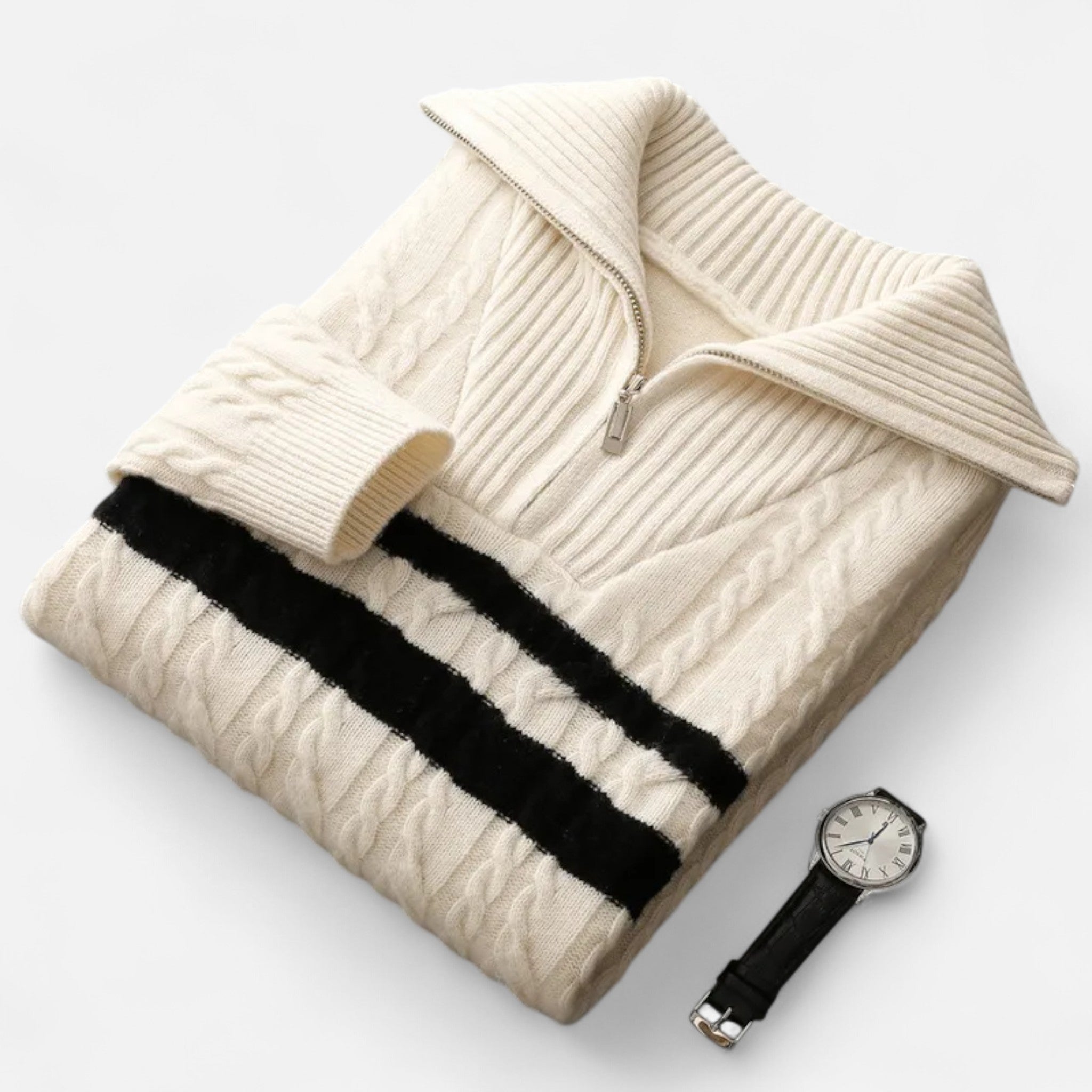 Valenta Mode | Męski Sweter z Wysokim Kołnierzem na Zamek