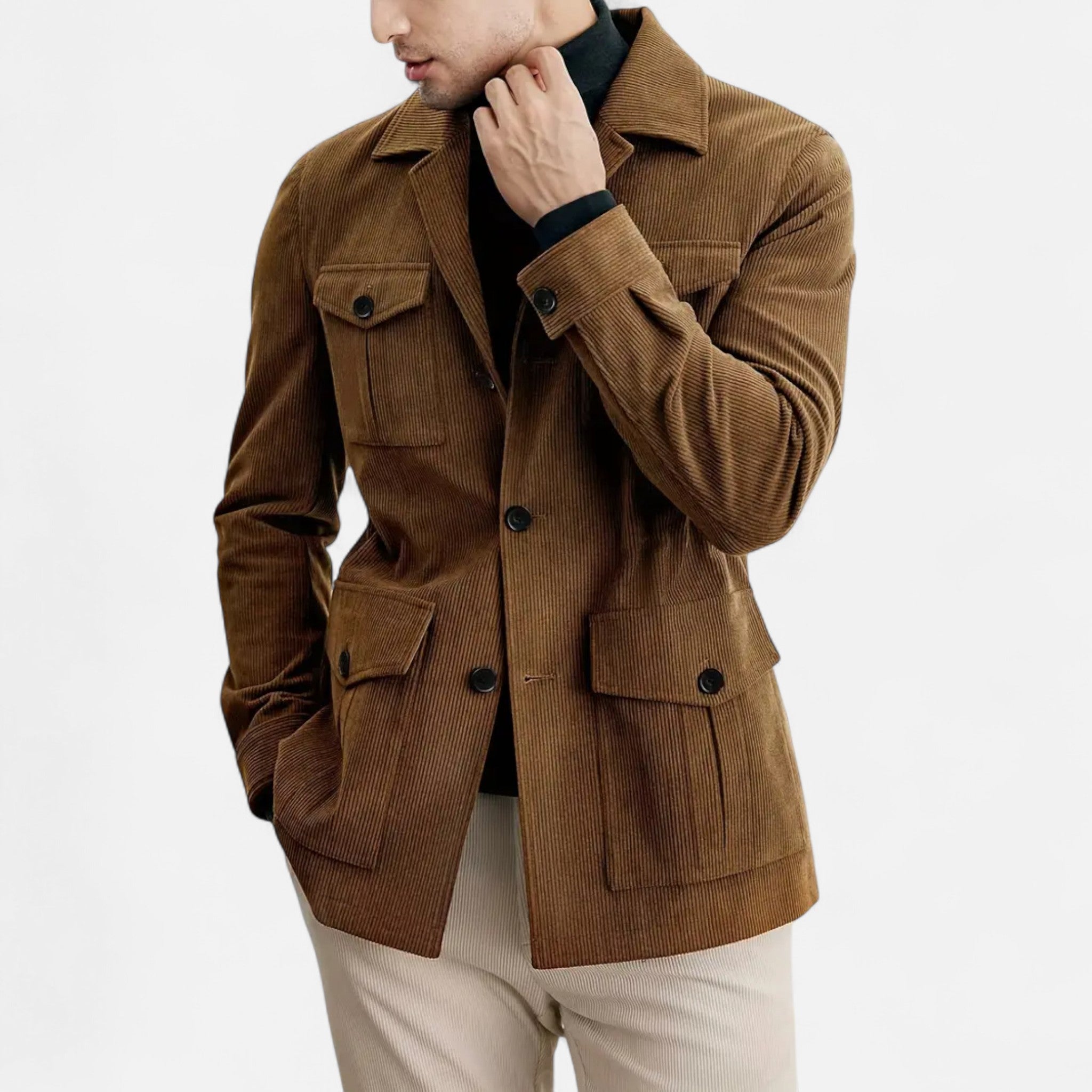 Valenta Mode | Męska Marynarka Sztruksowa – Brązowy Styl Retro