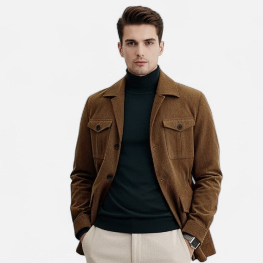 Valenta Mode | Męska Marynarka Sztruksowa – Brązowy Styl Retro