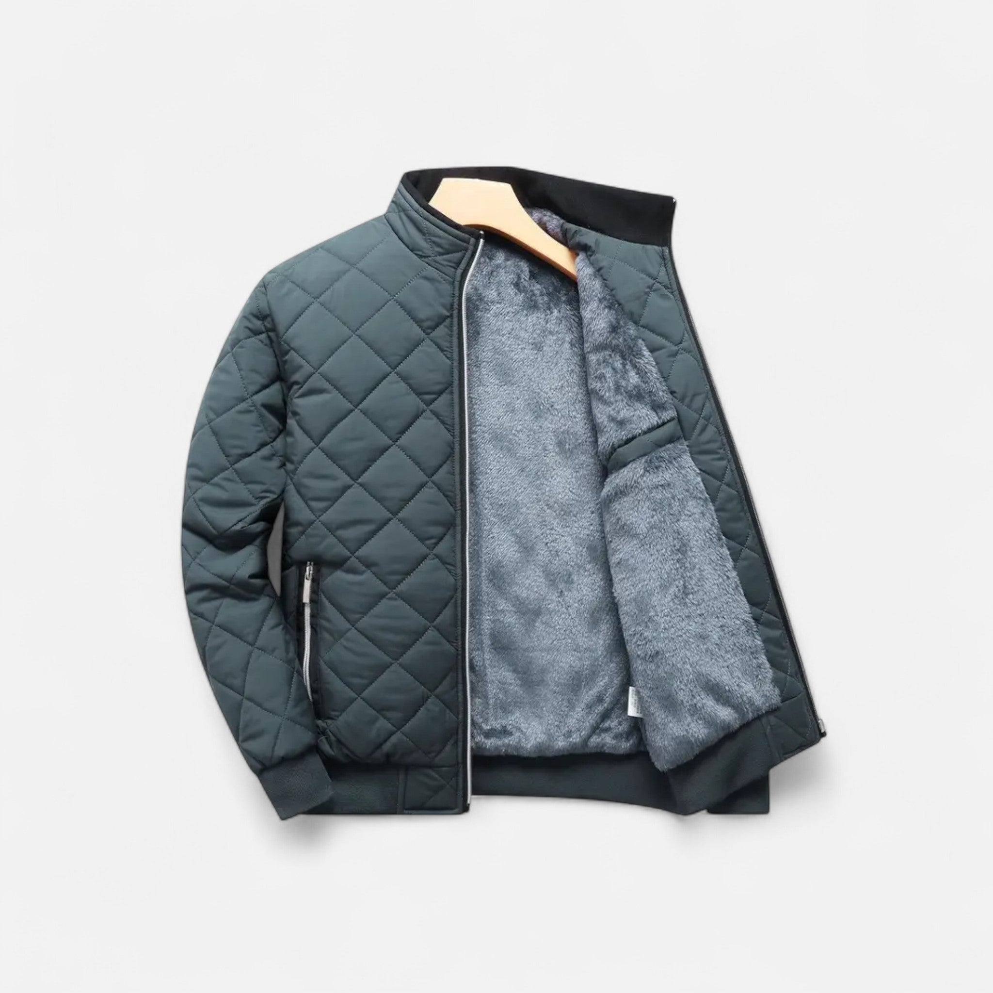 Valenta Mode | Męska Pikowana Kurtka Zimowa – Elegancja z Podszyciem Polarowym