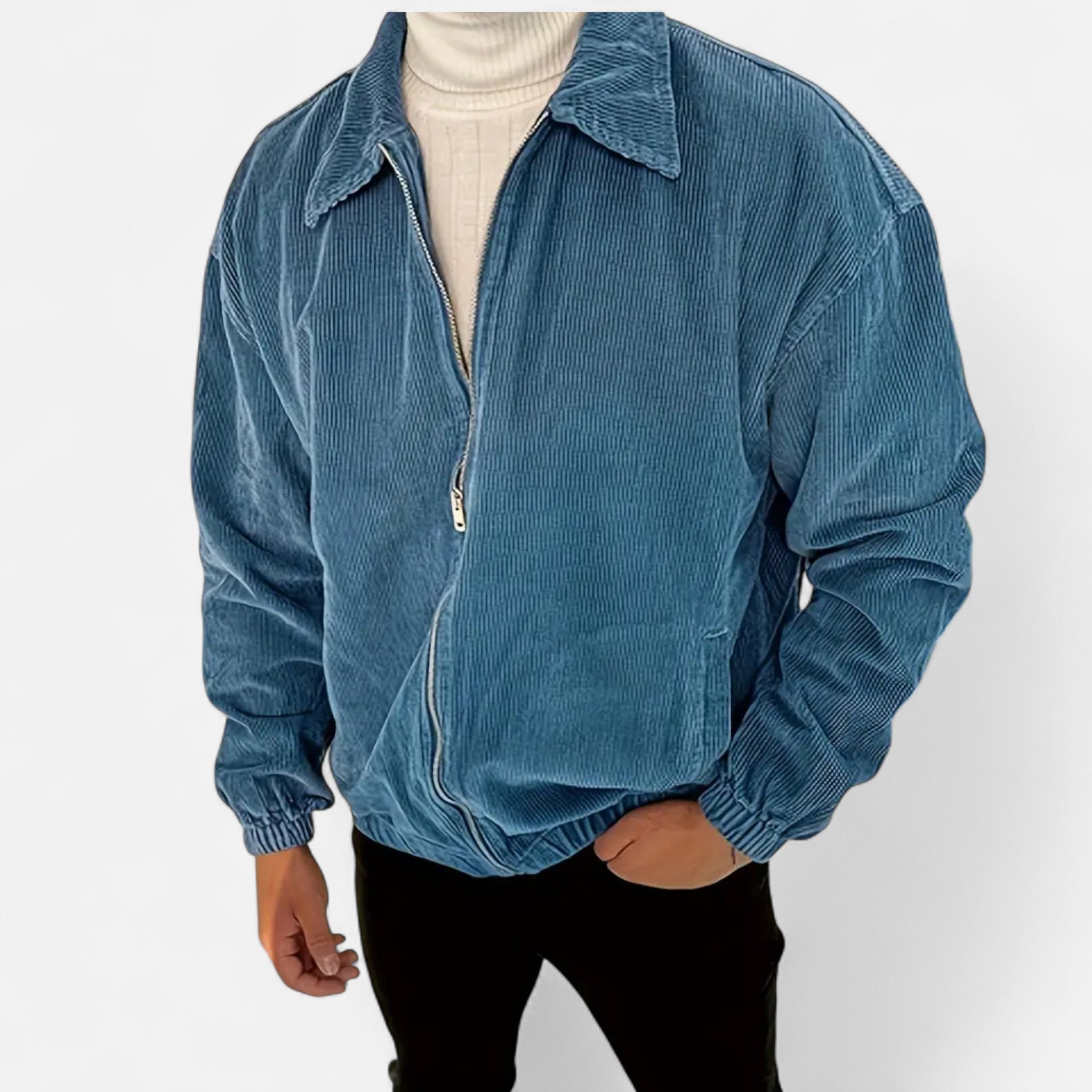 Valenta Mode | Męska Prążkowana Kurtka o Luźnym Kroju – Nowoczesny Komfort i Styl