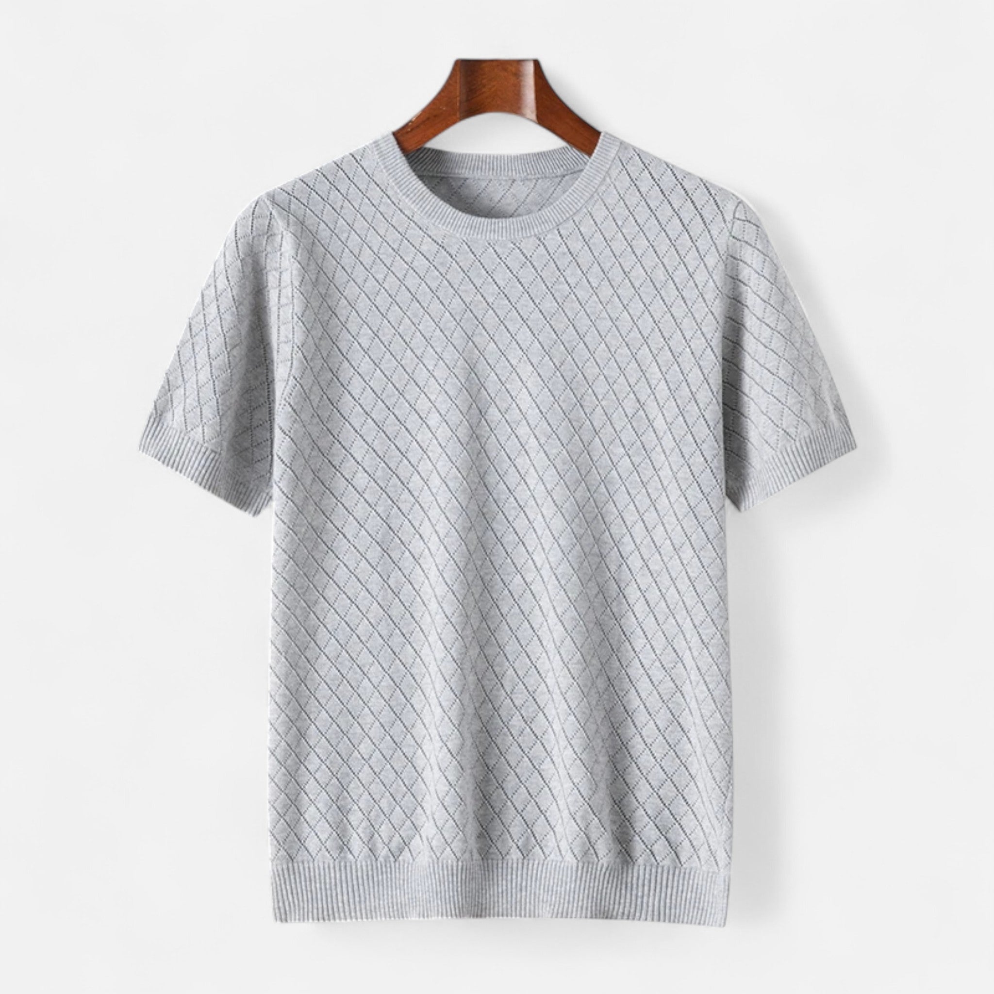 Valenta Mode | Męska Koszula Bawełniana – Ażurowy Wzór w Romby