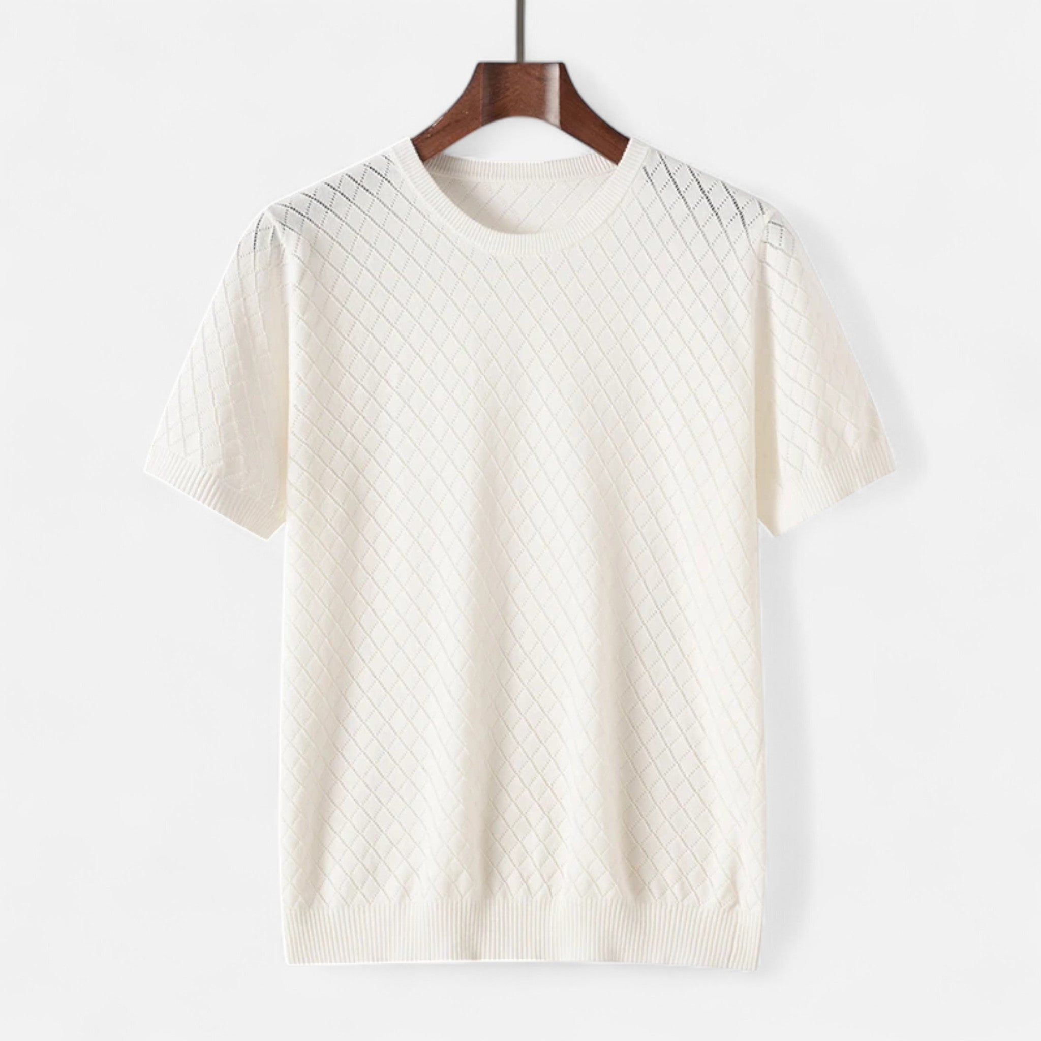 Valenta Mode | Męska Koszula Bawełniana – Ażurowy Wzór w Romby