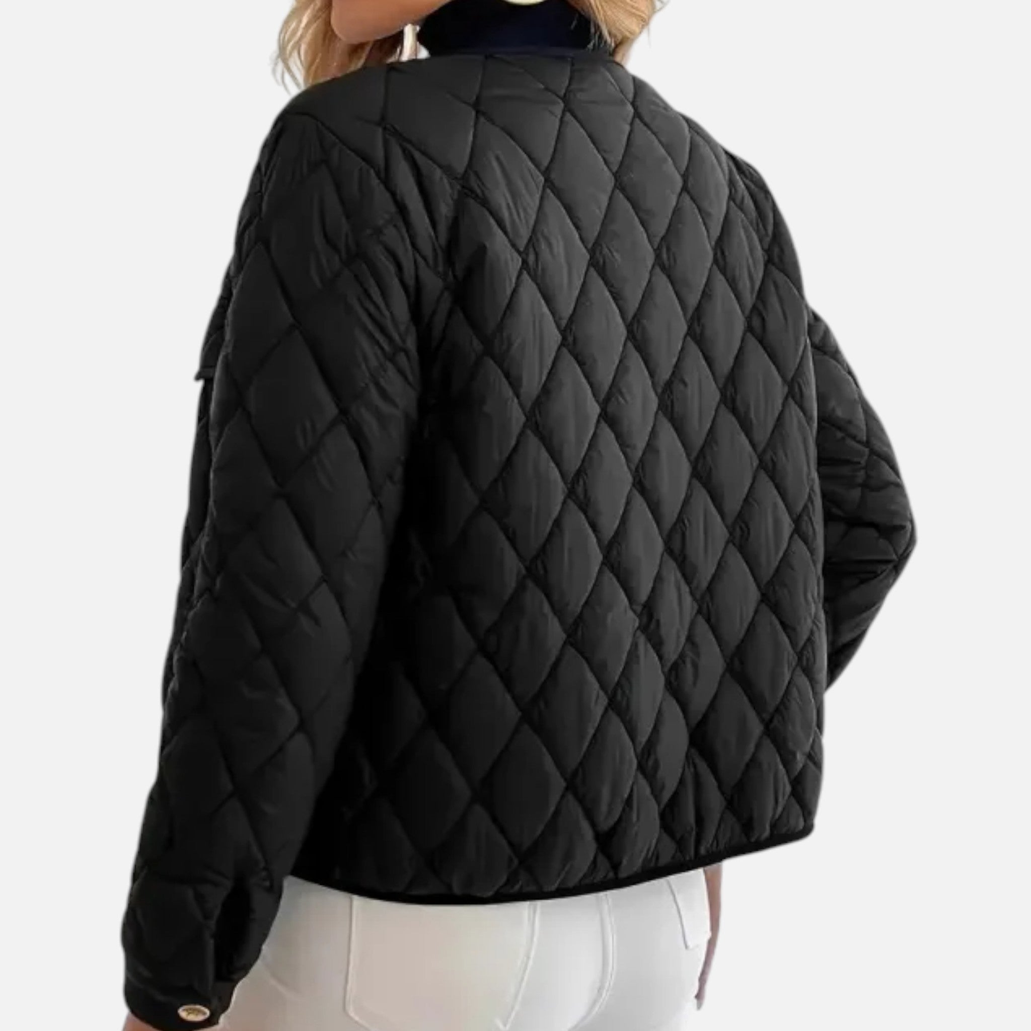 Valenta Mode | Pikowany Płaszcz Damski w Diamentowy Wzór – Klasyczne Ciepło i Styl