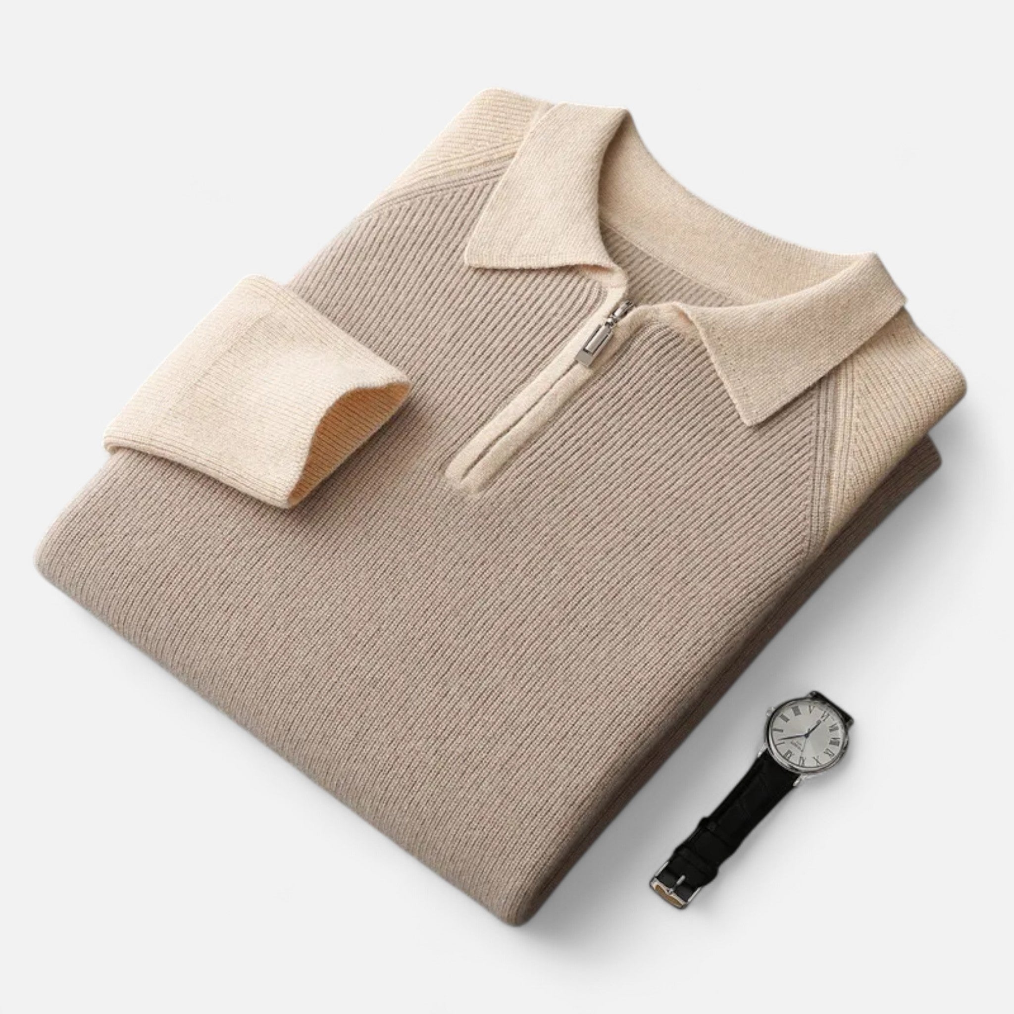 Valenta Mode | Męski Sweter z Półzamkiem – Kontrastowa Elegancja i Komfort