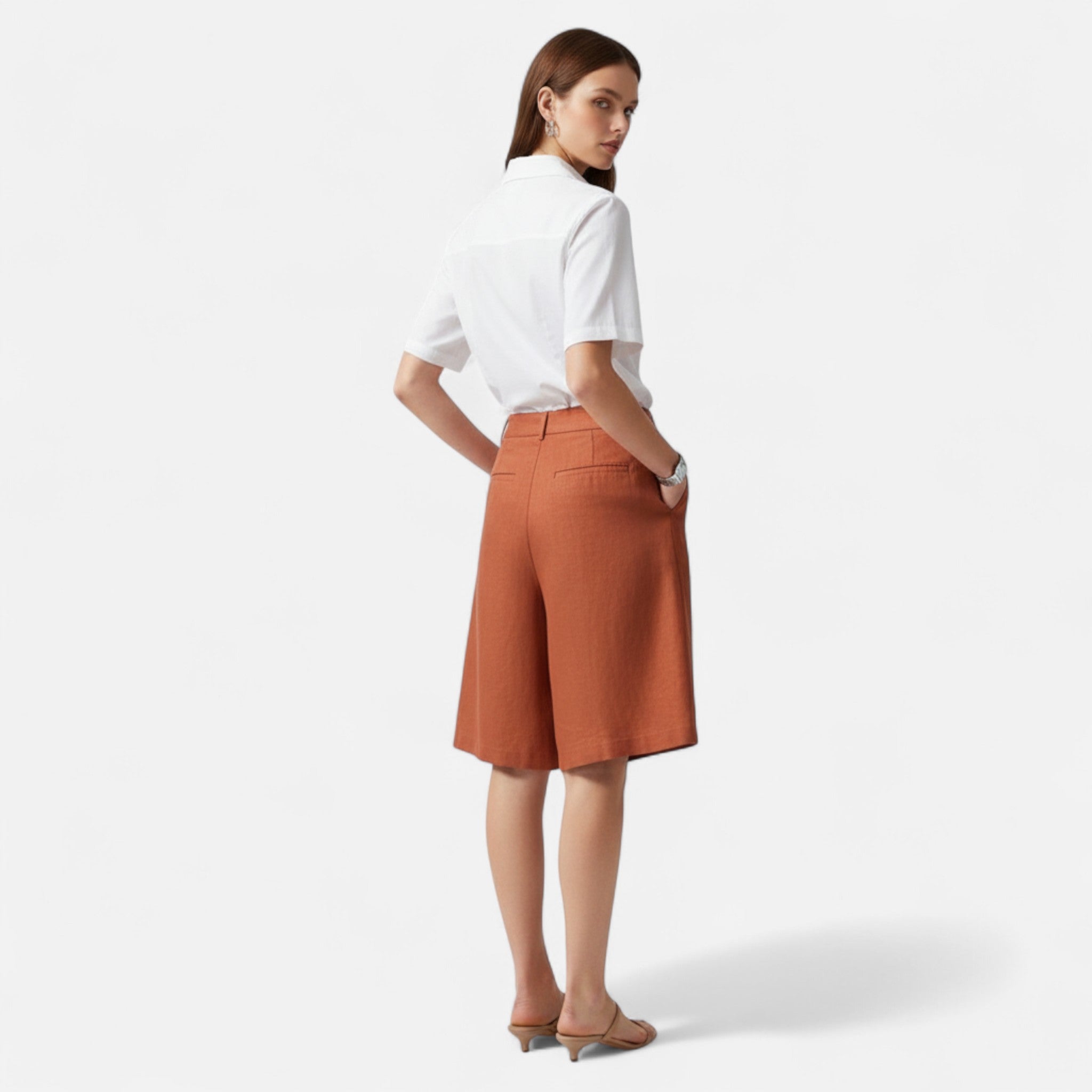 Valenta Mode | Damskie Lniane Szorty Retro – Klasyczny Krój