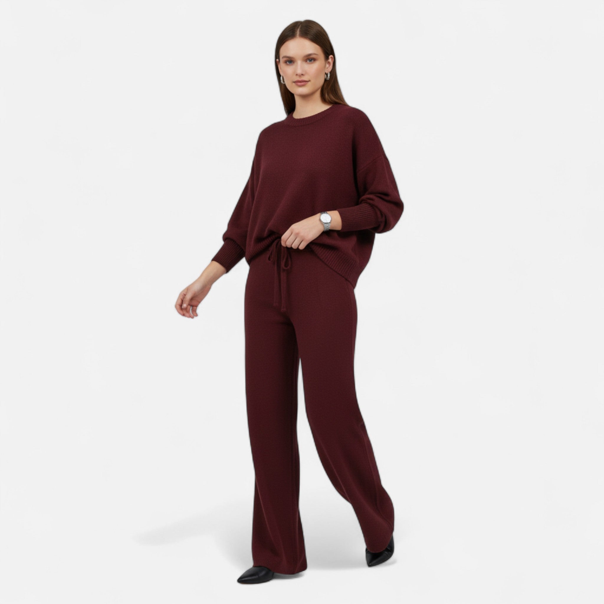 Valenta Mode | Damski Komplet – Luźny Sweter i Spodnie Wide Leg