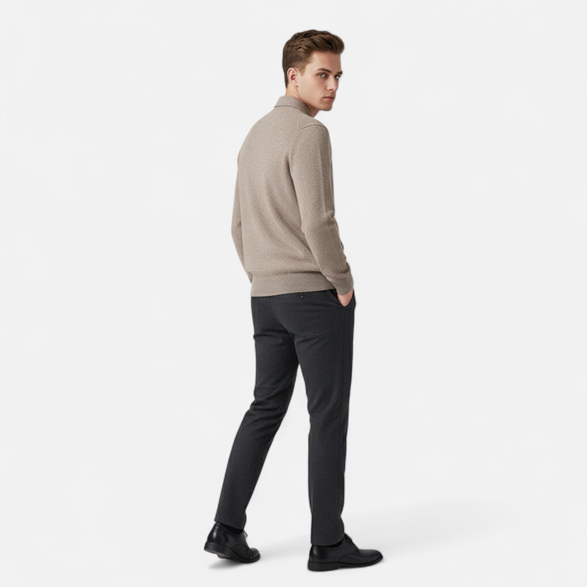 Valenta Mode | Męski Sweter Merino na Zamek – Klasyczna Elegancja