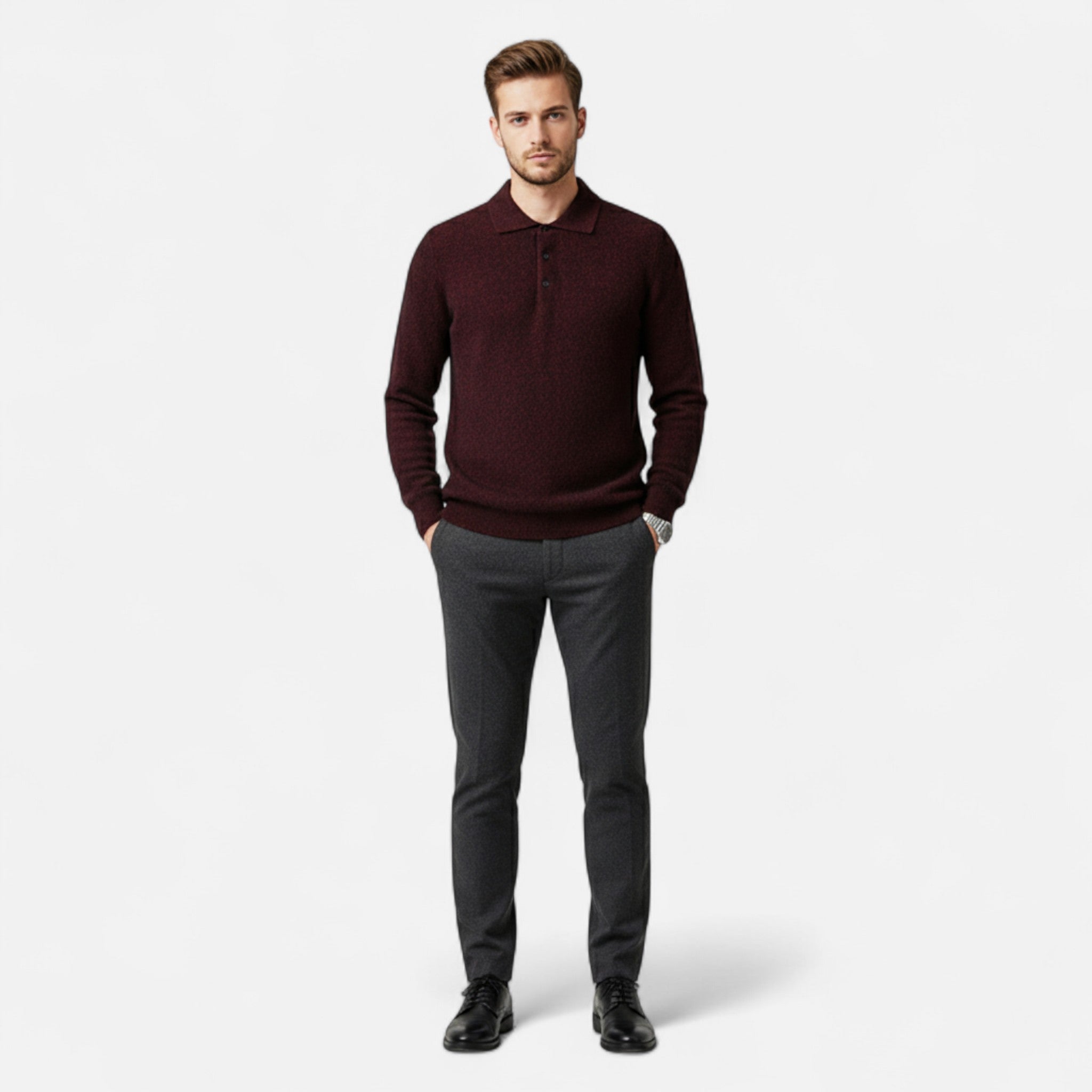 Valenta Mode | Męski Sweter Polo z Kaszmiru – Ponadczasowa Elegancja