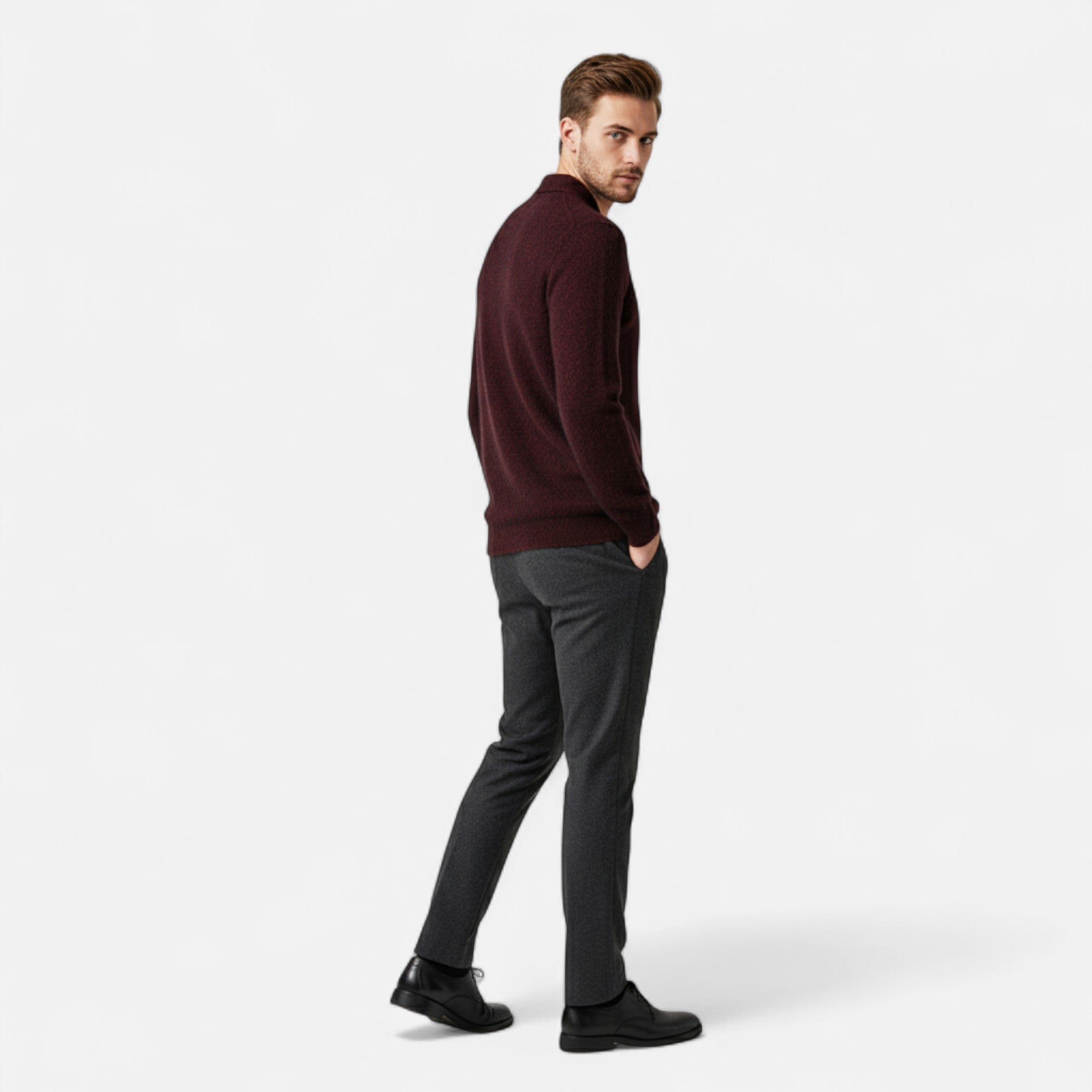 Valenta Mode | Męski Sweter Polo z Kaszmiru – Ponadczasowa Elegancja
