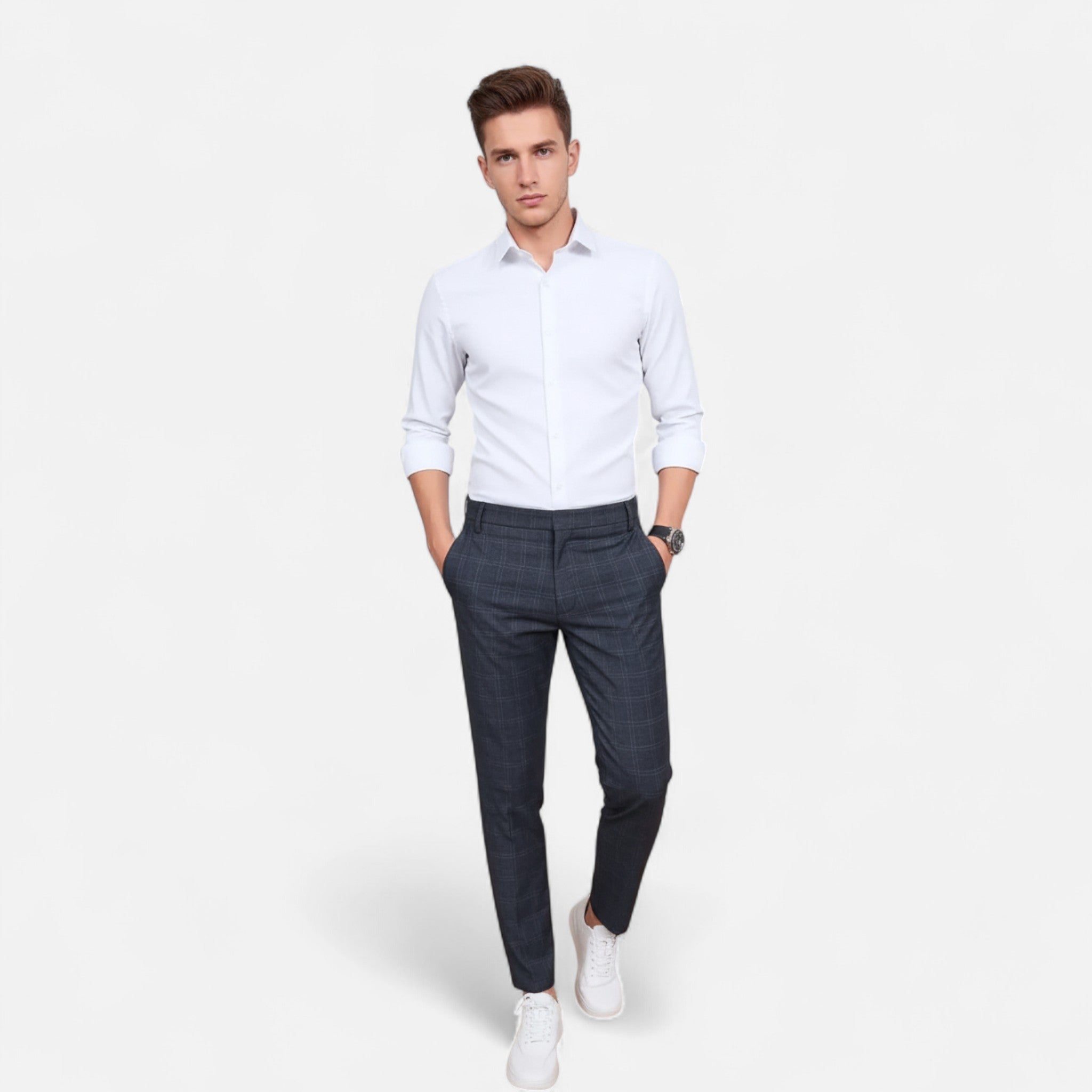 Valenta Mode | Męskie Eleganckie Skrócone Spodnie Biznesowe