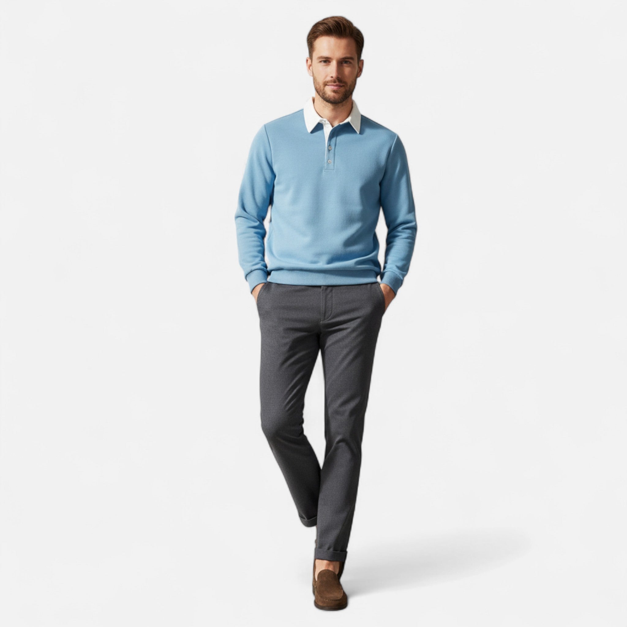 Valenta Mode | Męska Bluza Outdoorowa z Guzikami – Klasyczny Styl