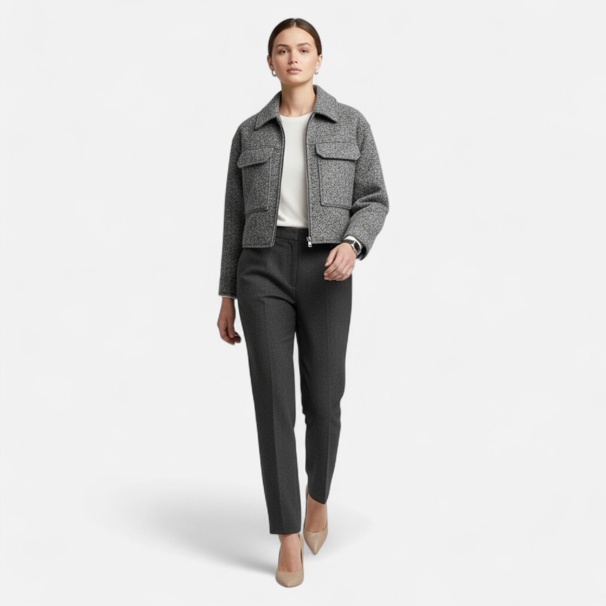 Valenta Mode | Damska Tweedowa Marynarka Oversize – Klasyczna Elegancja