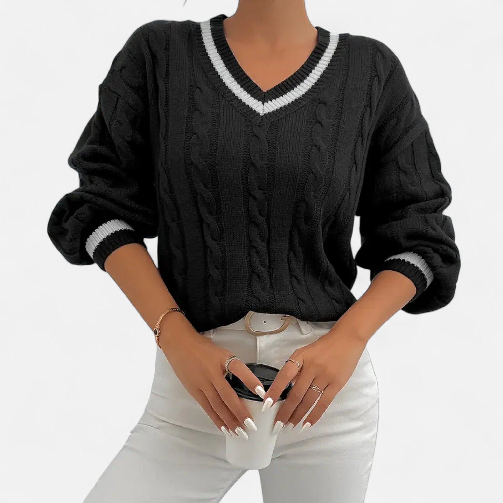 Valenta Mode | Damski Elegancki Sweter z Dekoltem V – Subtelny Styl i Komfort