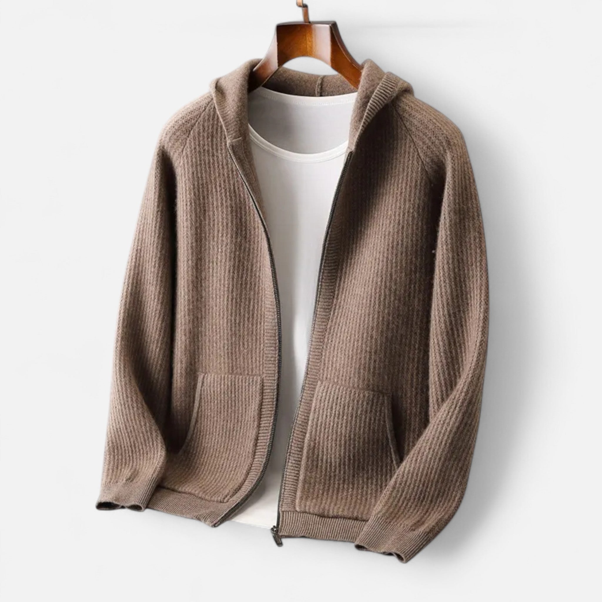 Valenta Mode | Męska Luźna Kardiganowa Bluza z Kapturem