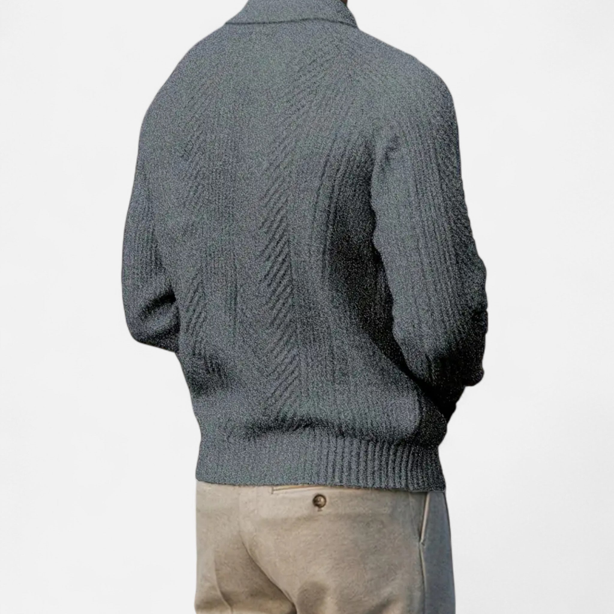 Valenta Mode | Męski Retro Sweter z Półotwartym Dekoltem – Styl i Ciepło w Jednym