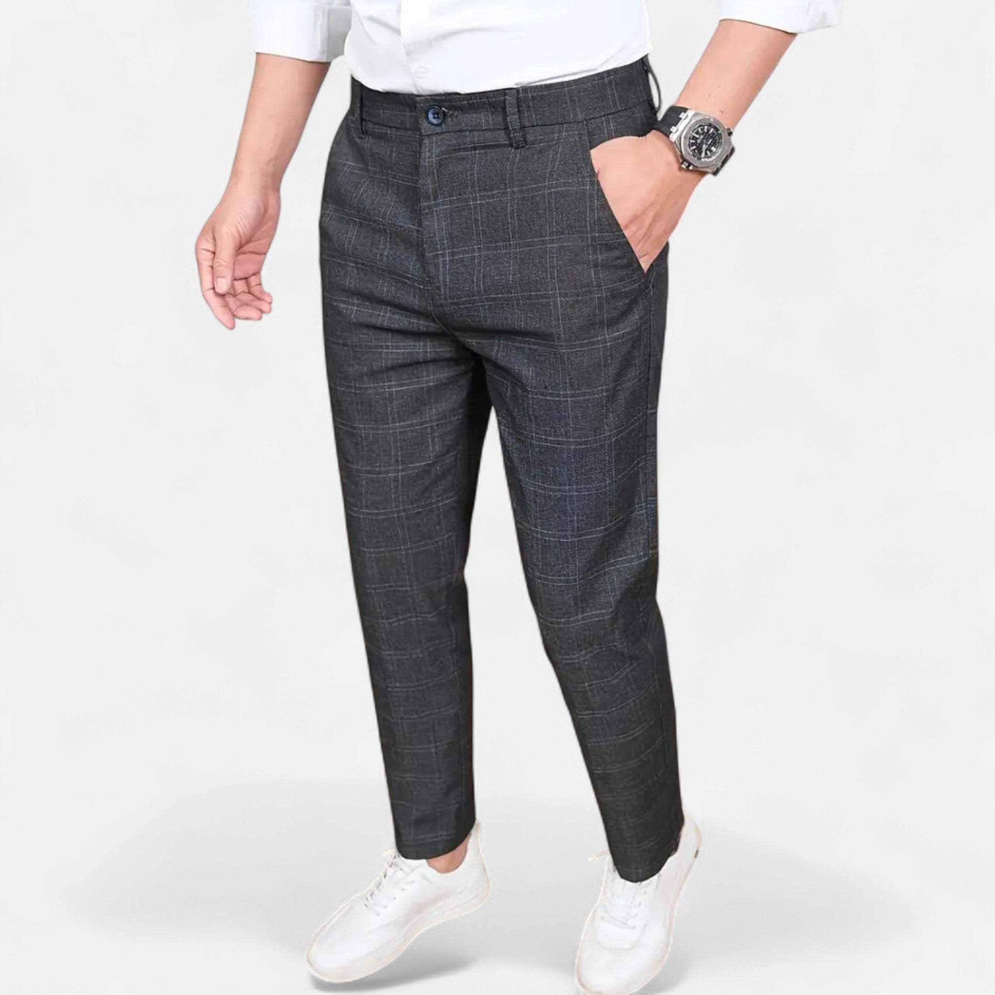 Valenta Mode | Męskie Eleganckie Skrócone Spodnie Biznesowe