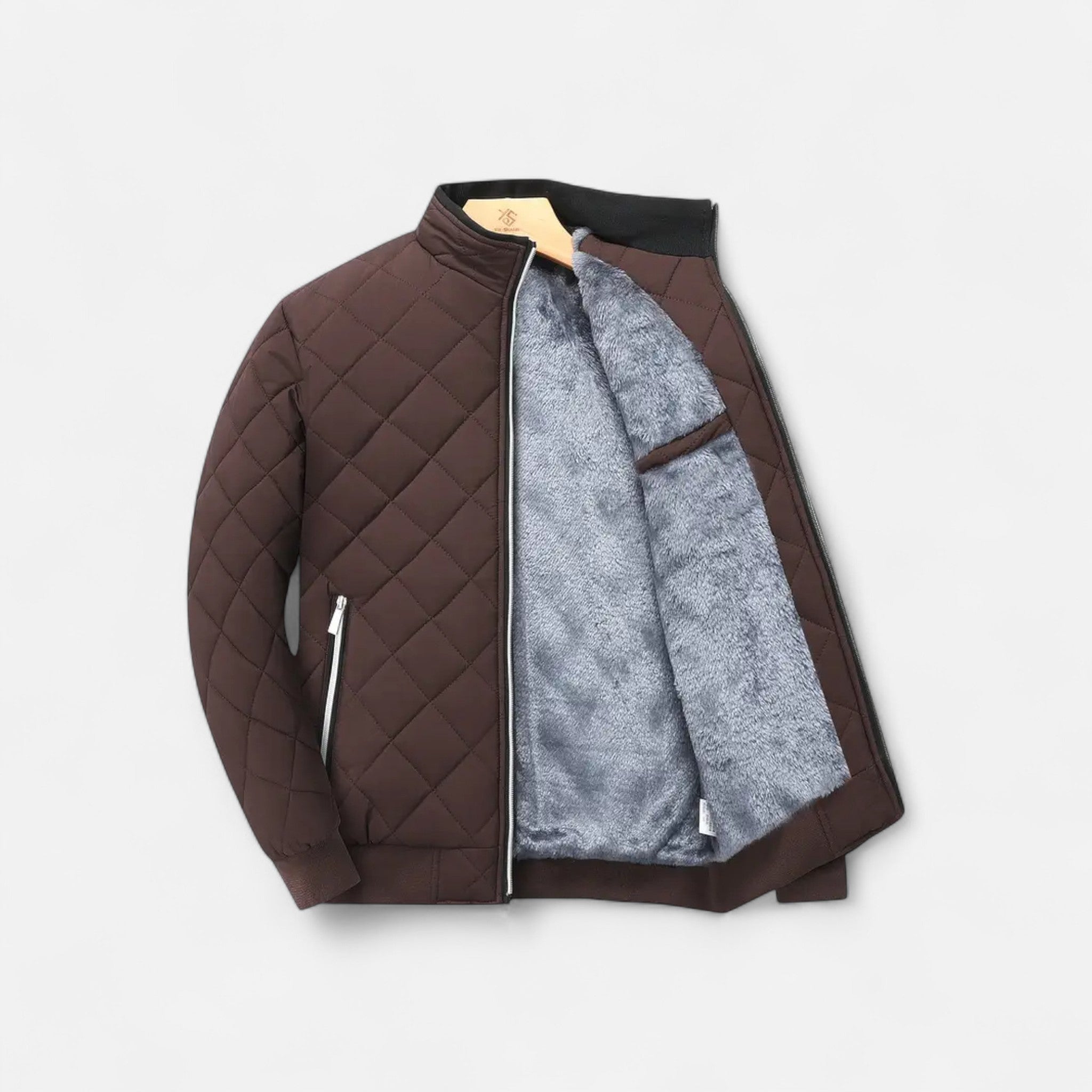 Valenta Mode | Męska Pikowana Kurtka Zimowa – Elegancja z Podszyciem Polarowym